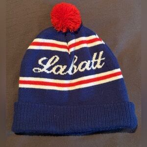 Labatts Blue and Red Pom-Pom Beanie